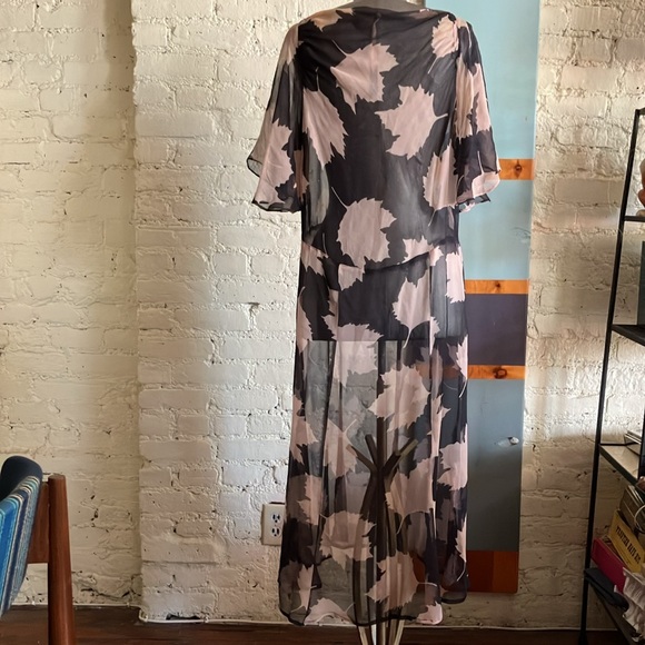 Vintage 20s leaf pattern sheer midi dress size small - Picture 2 of 16